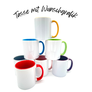 Bunte Tasse mit Wunschgrafik